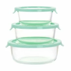 Martha Stewart 6 Piece Assorted Glass Storage Container And Lid Set In Mint