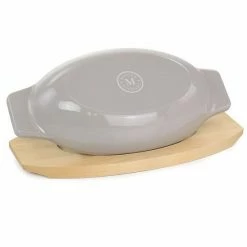 Martha Stewart 2 Piece Enameled Cast Iron Oval Casserole Birch Wood Trivet Set In Taupe -Martha Stewart Shop unnamed file 1037