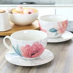 Martha Stewart Gibson Everyday 12 Piece Ceramic Flora 18 Ounce Cup And Saucer Set In White -Martha Stewart Shop unnamed file 174