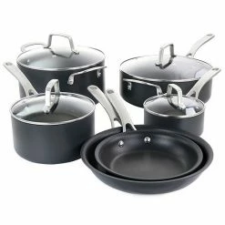 Martha Stewart 10 Piece Nonstick Hard Aluminum Cookware Set In Matte Black