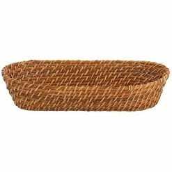 Martha Stewart Gibson Everyday Rattan Woven 12.5in X 6in Oval Bread Basket In Brown