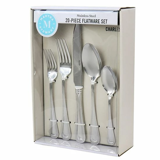 Martha Stewart Charles 20 Piece Stainless Steel Flatware Set 3 Martha Stewart Charles 20 Piece Stainless Steel Flatware Set