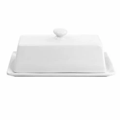 Martha Stewart Ceramic Butter Dish With Lid In White