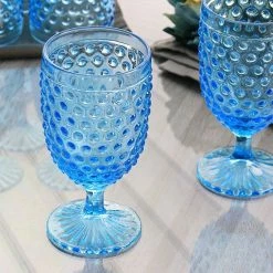 Martha Stewart 6 Piece 14.2 Ounce Clear Glass Hobnail Goblet Drinkware Set In Blue -Martha Stewart Shop unnamed file 309