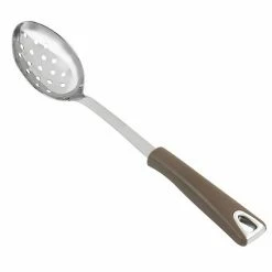 Martha Stewart Gibson Everyday Stainless Steel Slotted Spoon In Taupe