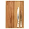 Martha Stewart Goswell 3 Piece Carving Board And Cutlery Set In Cream