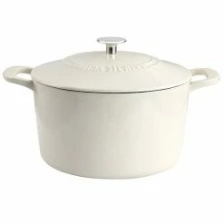 Martha Stewart Gibson Everyday Enameled Cast Iron 7 Quart Dutch Oven With Lid In Cream