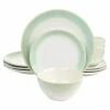 Martha Stewart 12 Piece Perry Street Piece Dinnerware Set With Green Trim