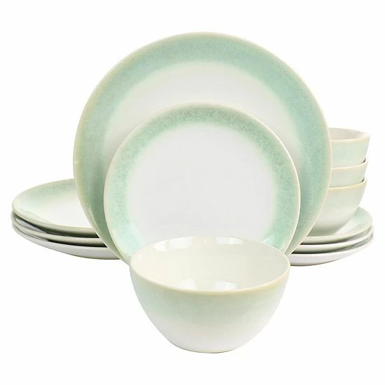 Martha Stewart 12 Piece Perry Street Piece Dinnerware Set With Green Trim 3 Martha Stewart 12 Piece Perry Street Piece Dinnerware Set With Green Trim