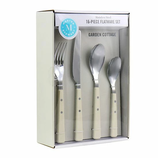 Martha Stewart Gibson Everyday Garden Cottage 16 Piece Stainless Steel Flatware Set In Cream 3 Martha Stewart Gibson Everyday Garden Cottage 16 Piece Stainless Steel Flatware Set In Cream