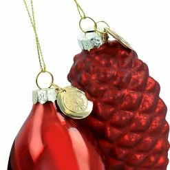 Martha Stewart Gibson Everyday Holiday Pointy Ball And Pinecone 4 Piece Ornament Set In Red -Martha Stewart Shop unnamed file 523