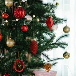 Martha Stewart Gibson Everyday Holiday Pointy Ball And Pinecone 4 Piece Ornament Set In Red -Martha Stewart Shop unnamed file 524