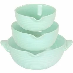 Martha Stewart Gibson Everyday 3 Piece Vintage Stoneware Prep Batter Bowl Set In Mint