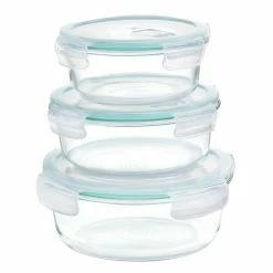 Martha Stewart Gibson Everyday 6 Piece Round Glass Storage Containers With Leak Proof Lids