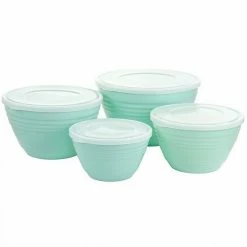 Martha Stewart Gibson Everyday 8 Piece Plastic Bowl Set With Lids In Turquoise