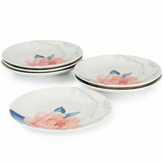 Martha Stewart 8 Inch Fine Ceramic 6 Piece Floral Decorated Dessert Plate Set 4 Martha Stewart 8 Inch Fine Ceramic 6 Piece Floral Decorated Dessert Plate Set - Image 2