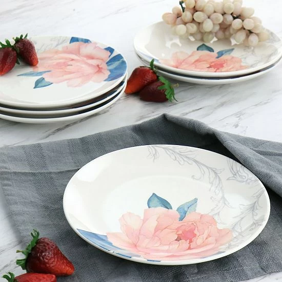 Martha Stewart 8 Inch Fine Ceramic 6 Piece Floral Decorated Dessert Plate Set 7 Martha Stewart 8 Inch Fine Ceramic 6 Piece Floral Decorated Dessert Plate Set - Image 5