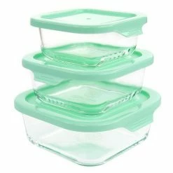 Martha Stewart 6 Piece Glass Storage Containers With Lids In Mint