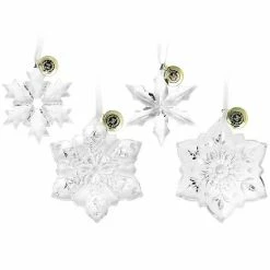 Martha Stewart Gibson Everyday Holiday Crystal Snowflake 4 Piece Ornament Set In Clear