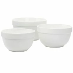 Martha Stewart Everyday 3 Piece Ceramic Mixing Bowl Set In White