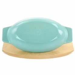 Martha Stewart 2 Piece Enameled Cast Iron Oval Casserole Birch Wood Trivet Set In Aqua -Martha Stewart Shop unnamed file 952