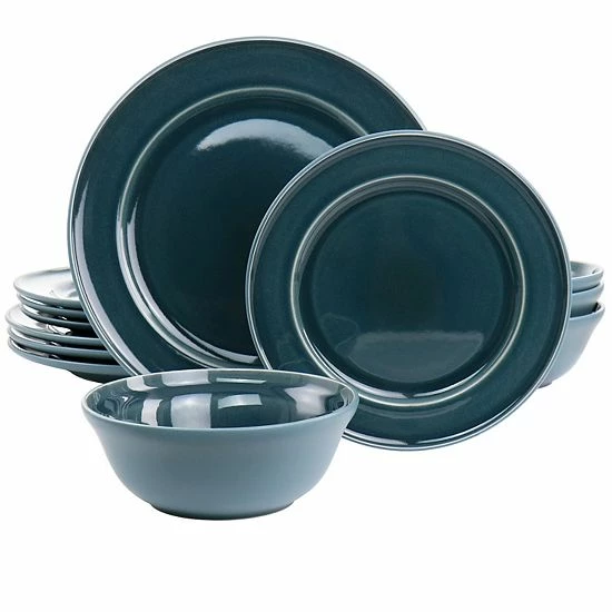 Martha Stewart Portillo 12 Piece Round Stoneware Dinnerware Set In Blue 3 Martha Stewart Portillo 12 Piece Round Stoneware Dinnerware Set In Blue